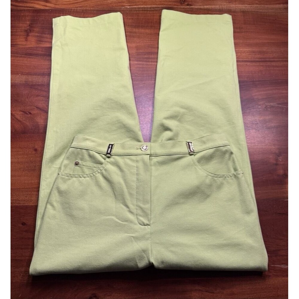St. John Women’s Lime Green Straight Leg High Waist Lightweight Jeans Sz 8